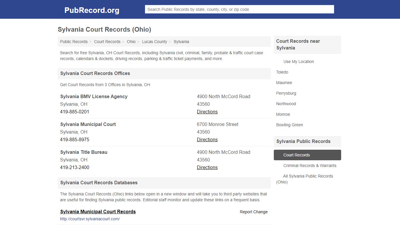 Free Sylvania Court Records (Ohio Court Records)